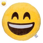 EvZ Official Certified Smile Plush Pillow - 32cm Large Soft Smiley Face Emoticon Cushion - Cute Happy Decorative Stuffed Toy for Living Room, Kids Gift & Positive Vibe Decor (Yellow)