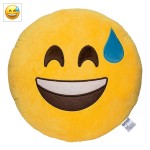 EvZ Official Certified Smile with Sweat Plush Pillow - 32cm Large Soft Grinning Face Emoticon Cushion - Funny Relatable Decorative Stuffed Toy for Office, Stress Relief & Gag Gift (Yellow) EvZ Official Certified Smile with Sweat Plush Pillow - 32cm Large Soft Grinning Face Emoticon Cushion - Funny Relatable Decorative Stuffed Toy for Office, Stress Relief & Gag Gift (Yellow)