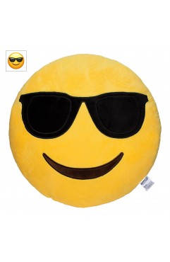 EvZ Official Certified Sunglasses Plush Pillow - 32cm Large Soft Cool Face Emoticon Cushion - Funny Stylish Decorative Stuffed Toy for Gaming Room, Car Decor & Summer Gift (Yellow)