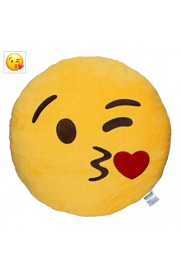 EvZ Official Certified Throwing Kiss Plush Pillow - 32cm Large Soft Winking Face Emoticon Cushion with Red Heart - Cute Romantic Decorative Stuffed Toy for Girlfriend, Kids & Sweet Decor (Yellow) EvZ Official Certified Throwing Kiss Plush Pillow - 32cm Large Soft Winking Face Emoticon Cushion with Red Heart - Cute Romantic Decorative Stuffed Toy for Girlfriend, Kids & Sweet Decor (Yellow)