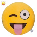 EvZ Official Certified Tongue Out Plush Pillow - 32cm Large Soft Winking Face Emoticon Cushion - Funny Playful Decorative Stuffed Toy for Pranksters, Kids Room & Silly Gift (Yellow) EvZ Official Certified Tongue Out Plush Pillow - 32cm Large Soft Winking Face Emoticon Cushion - Funny Playful Decorative Stuffed Toy for Pranksters, Kids Room & Silly Gift (Yellow)