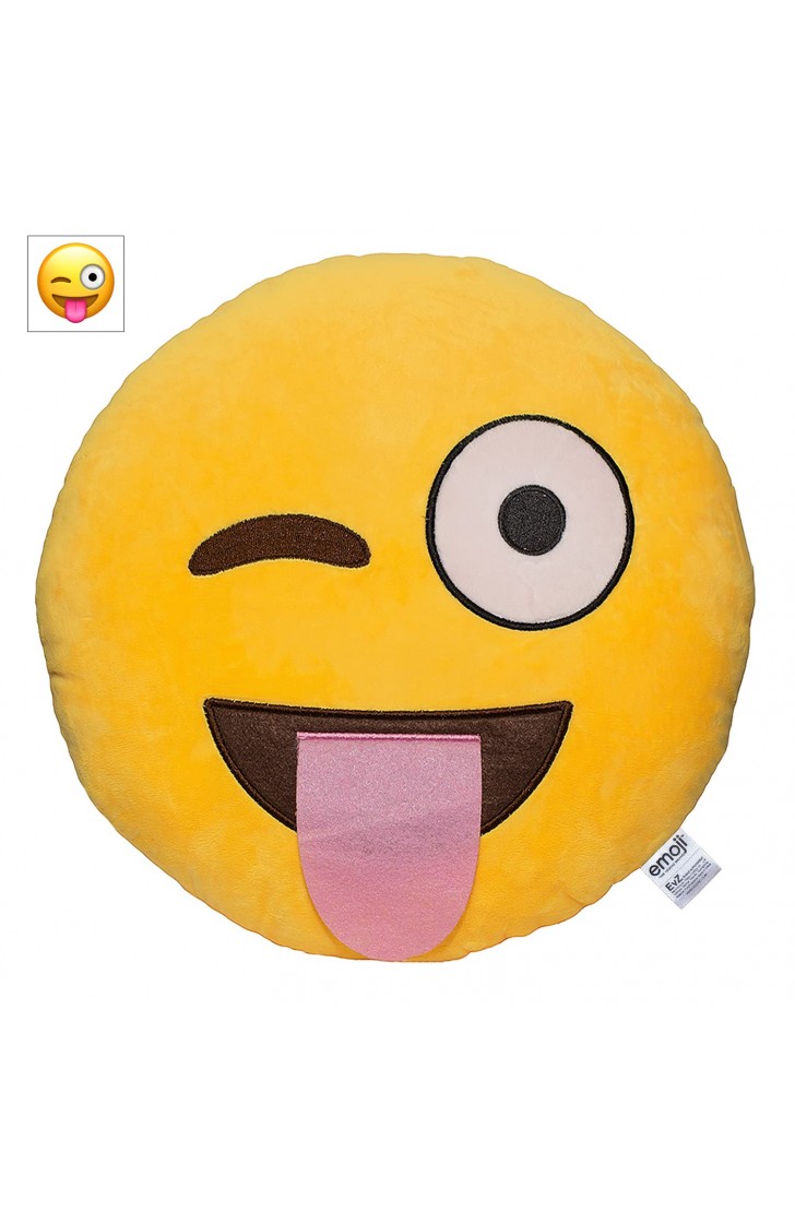 EvZ Official Certified Tongue Out Plush Pillow - 32cm Large Soft Winking Face Emoticon Cushion - Funny Playful Decorative Stuffed Toy for Pranksters, Kids Room & Silly Gift (Yellow) EvZ Official Certified Tongue Out Plush Pillow - 32cm Large Soft Winking Face Emoticon Cushion - Funny Playful Decorative Stuffed Toy for Pranksters, Kids Room & Silly Gift (Yellow)