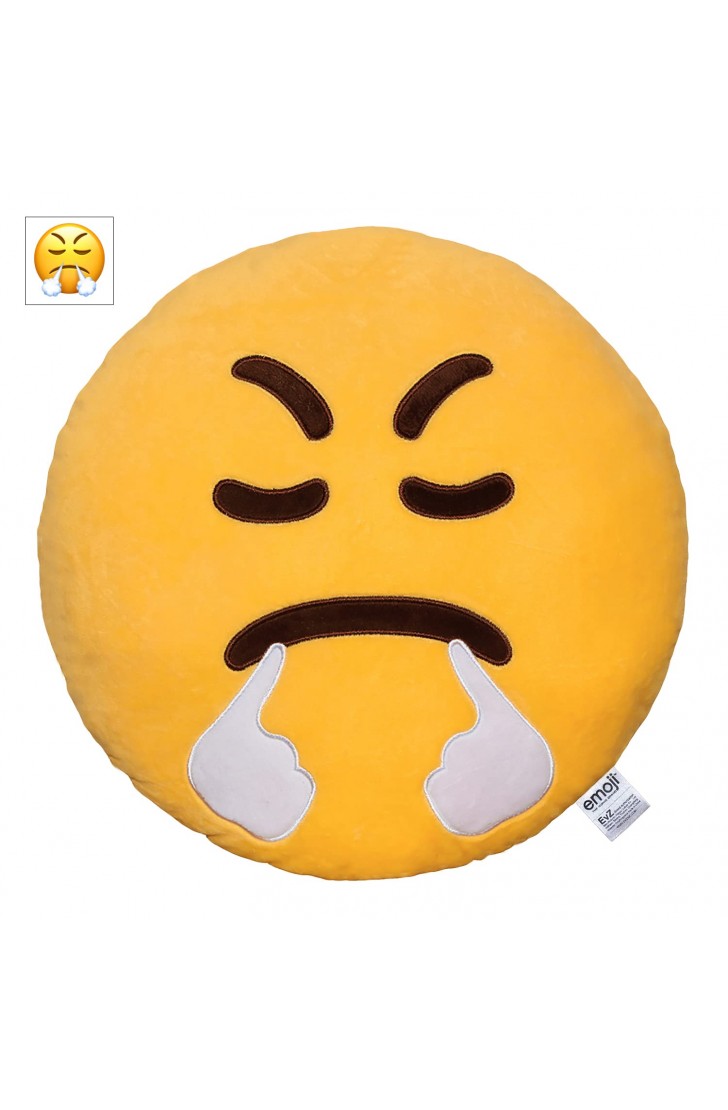 EvZ Official Certified Triumph Plush Pillow - 32cm Large Soft Face with Steam from Nose Emoticon Cushion - Funny Proud Decorative Stuffed Toy for Office, Gaming Room & Achievement Gift (Yellow) EvZ Official Certified Triumph Plush Pillow - 32cm Large Soft Face with Steam from Nose Emoticon Cushion - Funny Proud Decorative Stuffed Toy for Office, Gaming Room & Achievement Gift (Yellow)