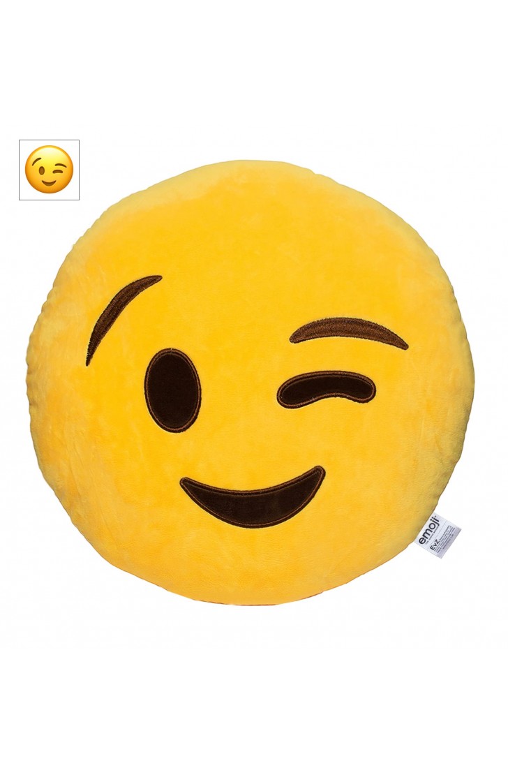 EvZ Official Certified Winking Plush Pillow - 32cm Large Soft Winking Face Emoticon Cushion - Funny Playful Decorative Stuffed Toy for Kids, Bedroom & Cheerful Gift (Yellow) EvZ Official Certified Winking Plush Pillow - 32cm Large Soft Winking Face Emoticon Cushion - Funny Playful Decorative Stuffed Toy for Kids, Bedroom & Cheerful Gift (Yellow)