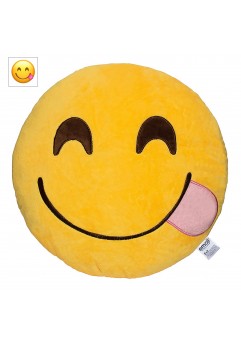 EvZ Official Certified Yum Plush Pillow - 32cm Large Soft Savory Face Emoticon Cushion - Cute Decorative Stuffed Toy for Kitchen, Dining Room & Foodie Gift (Yellow)