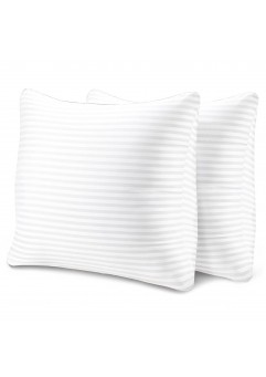 EvZ Set of 2 Overstuffed Pillow Inserts 18x18 - Premium Soft Square Decorative Sham Stuffers - Hypoallergenic Polyester Filling Cushion Forms for Couch, Sofa & Bed - White Striped (18" x 18")