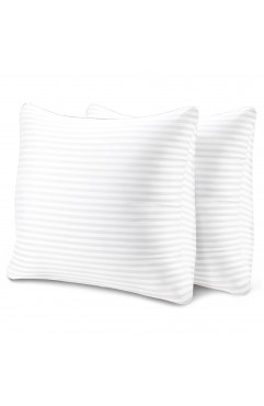 EvZ Set of 2 Overstuffed Pillow Inserts 18x18 - Premium Soft Square Decorative Sham Stuffers - Hypoallergenic Polyester Filling Cushion Forms for Couch, Sofa & Bed - White Striped (18" x 18")