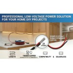 EvZ 20 AWG 2-Pin Extension Wire (33ft/10M), 2-Conductor Tinned Copper Flexible Electric Cable for 12V/24V Single Color 3528 5050 LED Strips, Red & Black Low Voltage DC Cord