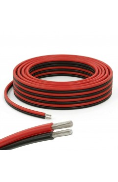 EvZ 20 AWG 2-Pin Extension Wire (66ft/20M), 2-Conductor Tinned Copper Flexible Electric Cable for 12V/24V Single Color 3528 5050 LED Strips, Red & Black Low Voltage DC Cord