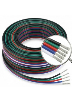 EvZ 22 Gauge 5Pin Extension Wire, EvZ 22AWG 5 Conductor Parallel Electric Cable Cord for RGBW LED Strips 3528 5050, Black-Green-Red-Blue-White, 33ft/10M