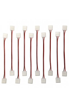 EvZ 10-Pack 2-Pin 10mm LED Strip Connector Jumper, Solderless LED Connector for 5050 Single Color Flexible Light Strips, 10mm Wide Strip to Strip Extension Wire (6-Inch / 14cm Length)