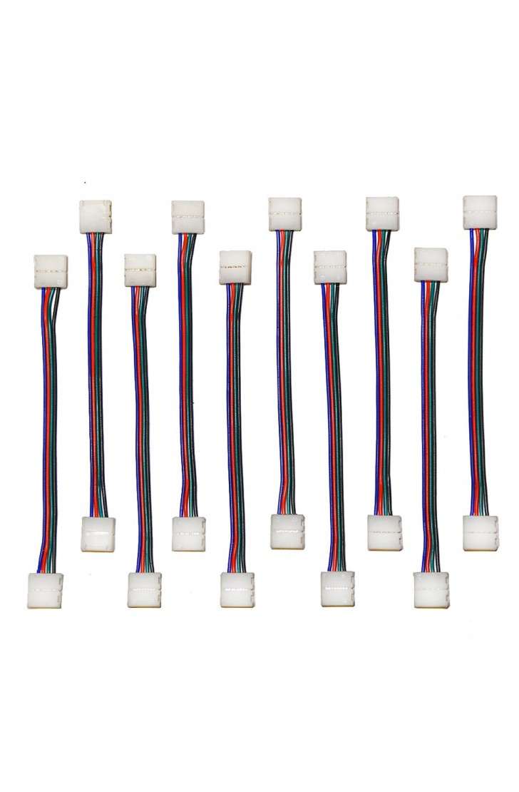 EvZ 10-Pack LED Strip Light Connectors, 4 Pin 10mm Wide Solderless Adapter for 5050 RGB Strip to Strip Jumper, 14cm/5.5in Flexible Extension Wire, Gapless Connection for Corners and Obstacles EvZ 10-Pack LED Strip Light Connectors, 4 Pin 10mm Wide Solderless Adapter for 5050 RGB Strip to Strip Jumper, 14cm/5.5in Flexible Extension Wire, Gapless Connection for Corners and Obstacles