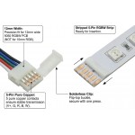 EvZ 10-Pack 5-Pin LED Strip Connectors for 12mm Wide 5050 RGBW Strip Lights - Solderless Strip to Strip Jumper with 14cm 22AWG Extension Wire - Gapless & Flexible Connection for Multi-Color LED Tape