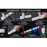 EvZ 10-Pack 5-Pin LED Strip Connectors for 12mm Wide 5050 RGBW Strip Lights - Solderless Strip to Strip Jumper with 14cm 22AWG Extension Wire - Gapless & Flexible Connection for Multi-Color LED Tape