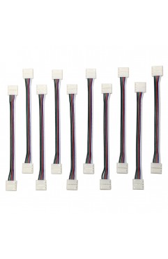 EvZ 10-Pack 5-Pin LED Strip Connectors for 12mm Wide 5050 RGBW Strip Lights - Solderless Strip to Strip Jumper with 14cm 22AWG Extension Wire - Gapless & Flexible Connection for Multi-Color LED Tape