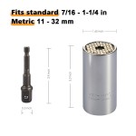 Universal Socket, EvZ Professional 11-32mm Multi-Function Ratchet Wrench Grip Power Drill Adapter Tools DIY Gift for Men Him Husband Dad Father Handyman Women Universal Socket, EvZ Professional 11-32mm Multi-Function Ratchet Wrench Grip Power Drill Adapter Tools DIY Gift for Men Him Husband Dad Father Handyman Women