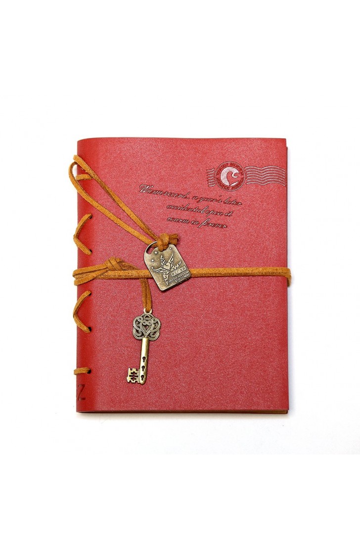 EvZ Classic Vintage Leather Writing Journal Notebook - Vibrant Red Retro Diary with Antique Key, Blank Kraft Pages, Perfect Travel Sketchbook & Holiday Gift - 5.6" x 4.2", 160 Sheets / 320 Pages, Unique Key Bound Cord Closure EvZ Classic Vintage Leather Writing Journal Notebook - Vibrant Red Retro Diary with Antique Key, Blank Kraft Pages, Perfect Travel Sketchbook & Holiday Gift - 5.6" x 4.2", 160 Sheets / 320 Pages, Unique Key Bound Cord Closure