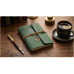EvZ 7" Vintage Refillable Leather Journal - Professional B6 Loose-Leaf Notebook with Antique Leaf Pendant, Dark Green Retro PU Leather Cover, 160 Pages Thick Kraft Blank Paper for Writing, Sketching & Travel Gift EvZ 7" Vintage Refillable Leather Journal - Professional B6 Loose-Leaf Notebook with Antique Leaf Pendant, Dark Green Retro PU Leather Cover, 160 Pages Thick Kraft Blank Paper for Writing, Sketching & Travel Gift