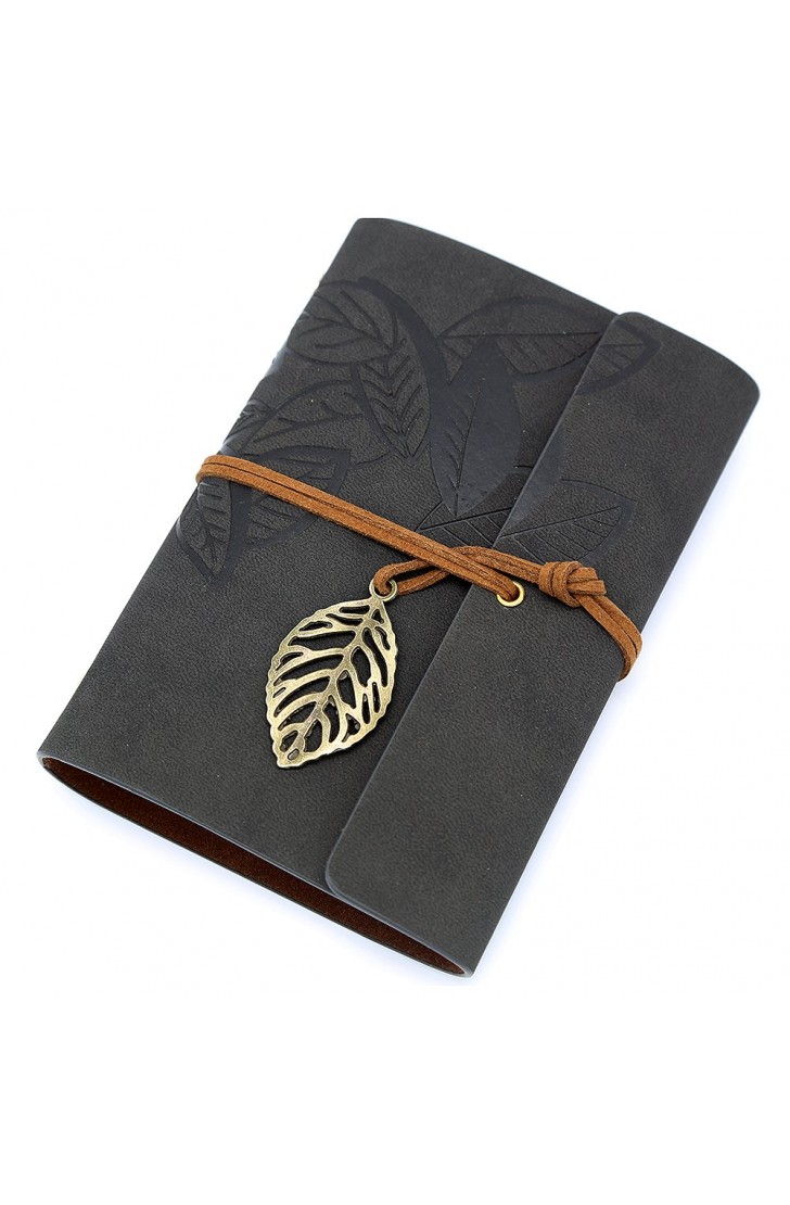 EvZ 7" Vintage Black Leather Journal - Professional B6 Refillable Binder Notebook with Retro Leaf Pendant, Sleek PU Leather Cover, 160 Pages Thick Kraft Blank Paper for Writing, Sketching & Office Gift EvZ 7" Vintage Black Leather Journal - Professional B6 Refillable Binder Notebook with Retro Leaf Pendant, Sleek PU Leather Cover, 160 Pages Thick Kraft Blank Paper for Writing, Sketching & Office Gift