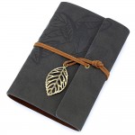 EvZ 5 Inch Mini Vintage Leather Journal, Pocket Size Refillable Loose Leaf Notebook, Retro Black PU Cover with Metal Leaf Pendant, Blank Kraft Paper Small Travel Diary & Sketchbook EvZ 5 Inch Mini Vintage Leather Journal, Pocket Size Refillable Loose Leaf Notebook, Retro Black PU Cover with Metal Leaf Pendant, Blank Kraft Paper Small Travel Diary & Sketchbook