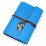 EvZ 5 Inch Mini Vintage Leather Journal, Pocket Size Refillable Loose Leaf Notebook, Retro Blue PU Cover with Metal Leaf Pendant, Blank Kraft Paper Small Travel Diary & Sketchbook EvZ 5 Inch Mini Vintage Leather Journal, Pocket Size Refillable Loose Leaf Notebook, Retro Blue PU Cover with Metal Leaf Pendant, Blank Kraft Paper Small Travel Diary & Sketchbook