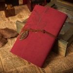 EvZ 5 Inch Mini Vintage Leather Journal, Pocket Size Refillable Loose Leaf Notebook, Retro Dark Red PU Cover with Metal Leaf Pendant, Blank Kraft Paper Small Travel Diary & Sketchbook EvZ 5 Inch Mini Vintage Leather Journal, Pocket Size Refillable Loose Leaf Notebook, Retro Dark Red PU Cover with Metal Leaf Pendant, Blank Kraft Paper Small Travel Diary & Sketchbook