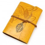 EvZ 5 Inch Mini Vintage Leather Journal, Pocket Size Refillable Loose Leaf Notebook, Retro Gold Brown PU Cover with Metal Leaf Pendant, Blank Kraft Paper Small Travel Diary & Sketchbook EvZ 5 Inch Mini Vintage Leather Journal, Pocket Size Refillable Loose Leaf Notebook, Retro Gold Brown PU Cover with Metal Leaf Pendant, Blank Kraft Paper Small Travel Diary & Sketchbook