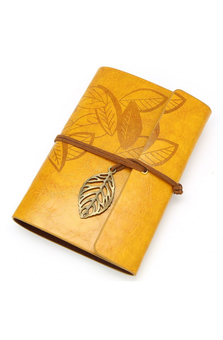EvZ 5 Inch Mini Vintage Leather Journal, Pocket Size Refillable Loose Leaf Notebook, Retro Gold Brown PU Cover with Metal Leaf Pendant, Blank Kraft Paper Small Travel Diary & Sketchbook EvZ 5 Inch Mini Vintage Leather Journal, Pocket Size Refillable Loose Leaf Notebook, Retro Gold Brown PU Cover with Metal Leaf Pendant, Blank Kraft Paper Small Travel Diary & Sketchbook