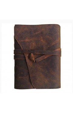EvZ Leather Journal Writing Notebook, Antique Vintage Handmade Bound Daily Notepad, 7 x 5 Inches, Unlined Paper, Best Gift for Art Sketchbook & Travel Steno Memo to Write in, Brown