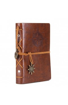 EvZ 7-Inch Refillable A6 Binder Notebook - Premium Vegan Leather Personal Planner, Eco-Friendly Journal with 6-Ring Loose-Leaf System for Writing, Business, and Creative Sketches, Retro Brown