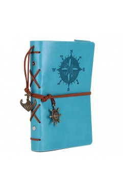 EvZ 7-Inch Refillable A6 Binder Notebook - Premium Vegan Leather Personal Planner, Eco-Friendly Journal with 6-Ring Loose-Leaf System for Writing, Business, and Creative Sketches, Sky Blue