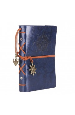 EvZ 7-Inch Refillable A6 Binder Notebook - Premium Vegan Leather Personal Planner, Eco-Friendly Journal with 6-Ring Loose-Leaf System for Writing, Business, and Creative Sketches, Dark Blue