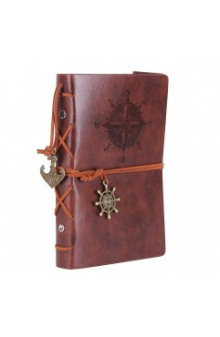 EvZ 7-Inch Refillable A6 Binder Notebook - Premium Vegan Leather Personal Planner, Eco-Friendly Journal with 6-Ring Loose-Leaf System for Writing, Business, and Creative Sketches, Retro Coffee