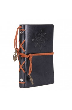 EvZ 7-Inch Refillable A6 Binder Notebook - Premium Vegan Leather Personal Planner, Eco-Friendly Journal with 6-Ring Loose-Leaf System for Writing, Business, and Creative Sketches, Black