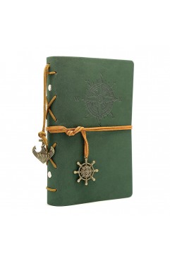 EvZ 7-Inch Refillable A6 Binder Notebook - Premium Vegan Leather Personal Planner, Eco-Friendly Journal with 6-Ring Loose-Leaf System for Writing, Business, and Creative Sketches, Dark Green