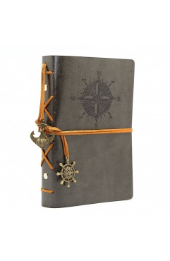 EvZ 7-Inch Refillable A6 Binder Notebook - Premium Vegan Leather Personal Planner, Eco-Friendly Journal with 6-Ring Loose-Leaf System for Writing, Business, and Creative Sketches, Grey