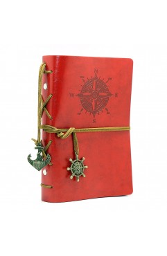 EvZ 7-Inch Refillable A6 Binder Notebook - Premium Vegan Leather Personal Planner, Eco-Friendly Journal with 6-Ring Loose-Leaf System for Writing, Business, and Creative Sketches, Red