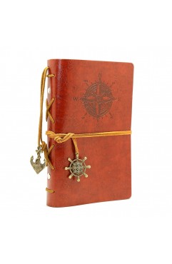 EvZ 7-Inch Refillable A6 Binder Notebook - Premium Vegan Leather Personal Planner, Eco-Friendly Journal with 6-Ring Loose-Leaf System for Writing, Business, and Creative Sketches, Red Brown