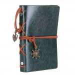 EvZ Retro Green Leather Journal - 5" Refillable Vintage Nautical Notebook with Anchor & Rudder Pendants - Small Spiral Blank Sketchbook for Travel, Nature Writing & Art - Classic Embossed Diary, Forest Green EvZ Retro Green Leather Journal - 5" Refillable Vintage Nautical Notebook with Anchor & Rudder Pendants - Small Spiral Blank Sketchbook for Travel, Nature Writing & Art - Classic Embossed Diary, Forest Green