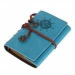 EvZ Retro Sky Blue Leather Journal - 5" Refillable Vintage Nautical Notebook with Anchor & Rudder Pendants - Small Spiral Blank Sketchbook for Travel, Dream Journaling & Art - Classic Embossed Diary, Pastel Blue EvZ Retro Sky Blue Leather Journal - 5" Refillable Vintage Nautical Notebook with Anchor & Rudder Pendants - Small Spiral Blank Sketchbook for Travel, Dream Journaling & Art - Classic Embossed Diary, Pastel Blue