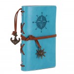 EvZ Retro Sky Blue Leather Journal - 5" Refillable Vintage Nautical Notebook with Anchor & Rudder Pendants - Small Spiral Blank Sketchbook for Travel, Dream Journaling & Art - Classic Embossed Diary, Pastel Blue EvZ Retro Sky Blue Leather Journal - 5" Refillable Vintage Nautical Notebook with Anchor & Rudder Pendants - Small Spiral Blank Sketchbook for Travel, Dream Journaling & Art - Classic Embossed Diary, Pastel Blue