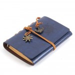 EvZ Dark Blue Leather Journal - 5" Refillable Vintage Nautical Notebook with Anchor & Rudder Pendants - Small Spiral Blank Sketchbook for Travel, Business & Journaling - Classic Embossed Navy Diary EvZ Dark Blue Leather Journal - 5" Refillable Vintage Nautical Notebook with Anchor & Rudder Pendants - Small Spiral Blank Sketchbook for Travel, Business & Journaling - Classic Embossed Navy Diary