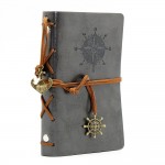 EvZ Retro Gray Leather Journal - 5" Refillable Vintage Nautical Notebook with Anchor & Rudder Pendants - Small Spiral Blank Sketchbook for Travel, Daily Planning & Art - Classic Embossed Diary, Slate Gray EvZ Retro Gray Leather Journal - 5" Refillable Vintage Nautical Notebook with Anchor & Rudder Pendants - Small Spiral Blank Sketchbook for Travel, Daily Planning & Art - Classic Embossed Diary, Slate Gray