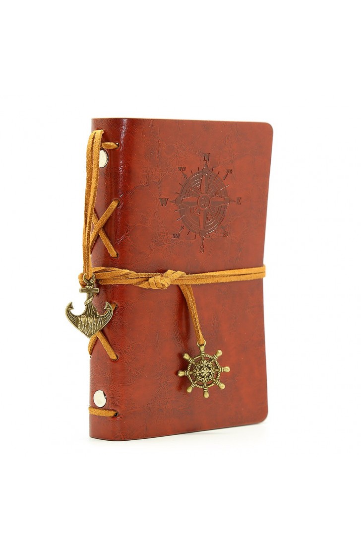 EvZ Retro Red Brown Leather Journal - 5" Refillable Vintage Nautical Notebook with Anchor & Rudder Pendants - Small Spiral Blank Sketchbook for Travel, Poetry & Diary - Classic Embossed Art Journal, Red Brown EvZ Retro Red Brown Leather Journal - 5" Refillable Vintage Nautical Notebook with Anchor & Rudder Pendants - Small Spiral Blank Sketchbook for Travel, Poetry & Diary - Classic Embossed Art Journal, Red Brown