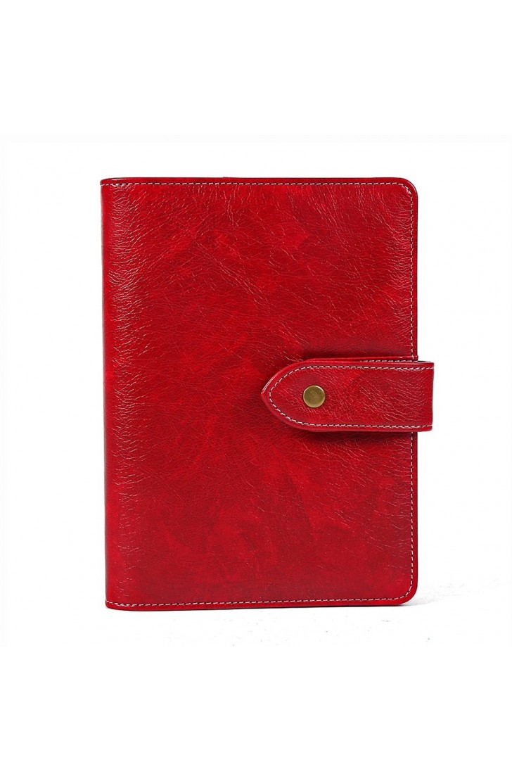 Leather Writing Notebook Organizer, Travel Journal, Vintage Business Binder Refillable Steno Memo Notepad Planner Diary, 7 in, Lined Paper, Card Slots, Pen Holder, Adjustable Snaps, Retro Red Leather Writing Notebook Organizer, Travel Journal, Vintage Business Binder Refillable Steno Memo Notepad Planner Diary, 7 in, Lined Paper, Card Slots, Pen Holder, Adjustable Snaps, Retro Red