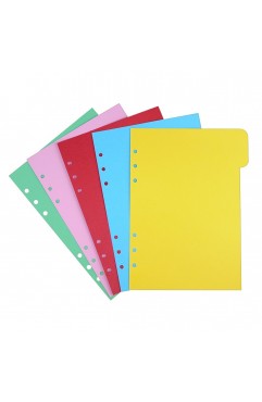 EvZ 5 Color Index Per Tab for 7 Inches Journal Organizer Diary A6 Notepad Notebook 6 Holes Ring Binder, 5 Random Colors Pcs