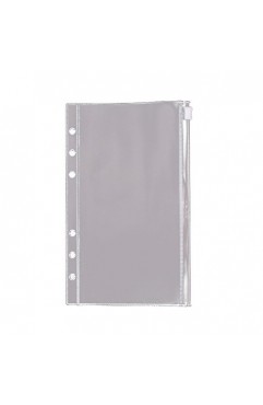 EvZ Zip Closure Envelope for 7 Inches Journal Organizer Diary A6 Notepad Notebook 6 Holes Ring Binder, Flexible Transparent, Set of 3Pcs