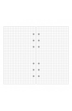 EvZ A6 Refill Grid Square Paper, 6 Holes Ring Binder Filler for 7 Inches Refillable Journal Notebook Diary Organizer Planner Inserts, 80 Sheets / 160 Pages