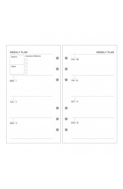 EvZ A6 Refill Week Planner Paper, 6 Holes Ring Binder Filler for 7 Inches Refillable Journal Notebook Diary Organizer Planner Inserts, 80 Sheets / 160 Pages