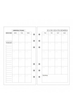 EvZ A6 Refill Month Planner Paper, 6 Holes Ring Binder Filler for 7 Inches Refillable Journal Notebook Diary Organizer Planner Inserts, 80 Sheets / 160 Pages